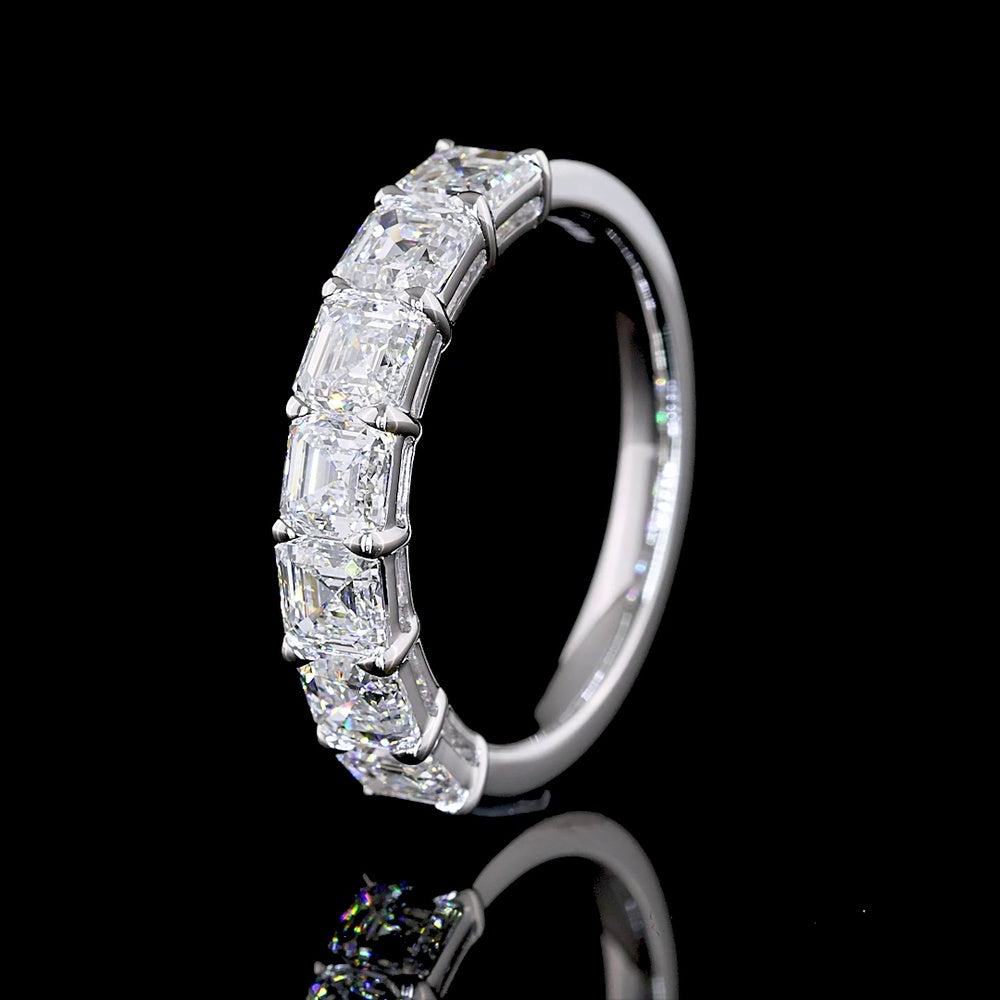 14K White Gold 7-Stone Asscher Cut Lab Diamond Eternity Band - 1.99 Carats Total Diamond Weight - Covaloro Fine Jewelry