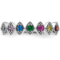 14K White Gold 7-Stone Birthstone Mother's Ring with Prong Setting by Oro Pregiato