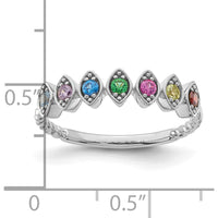 14K White Gold 7-Stone Birthstone Mother's Ring with Prong Setting by Oro Pregiato