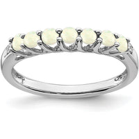 14K White Gold 7-Stone Created Opal and Diamond Ring - 0.03 Carat Total Opal Weight, 0.012 Carat Total Diamond Weight by 0