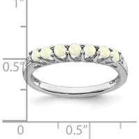 14K White Gold 7-Stone Created Opal and Diamond Ring - 0.03 Carat Total Opal Weight, 0.012 Carat Total Diamond Weight by 0