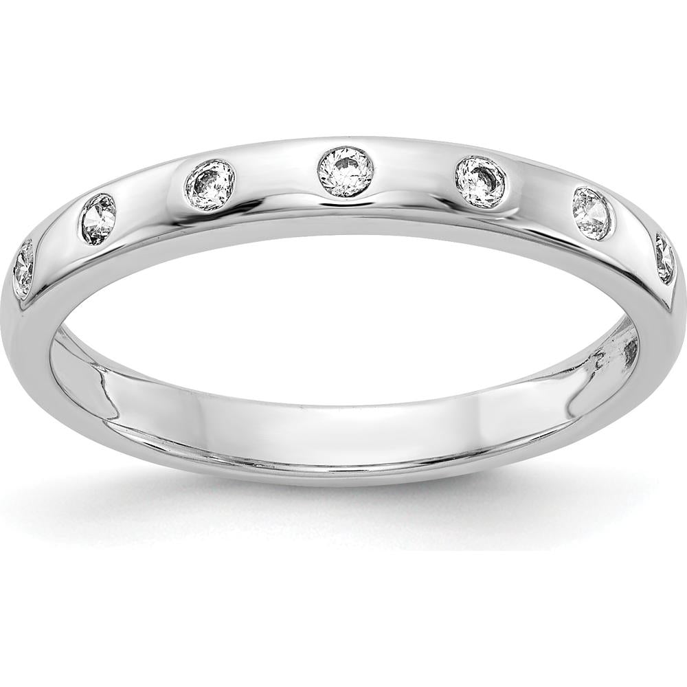 14K White Gold 7-Stone Diamond Band with Round Diamonds - 0.14 Carat Total Diamond Weight by 0