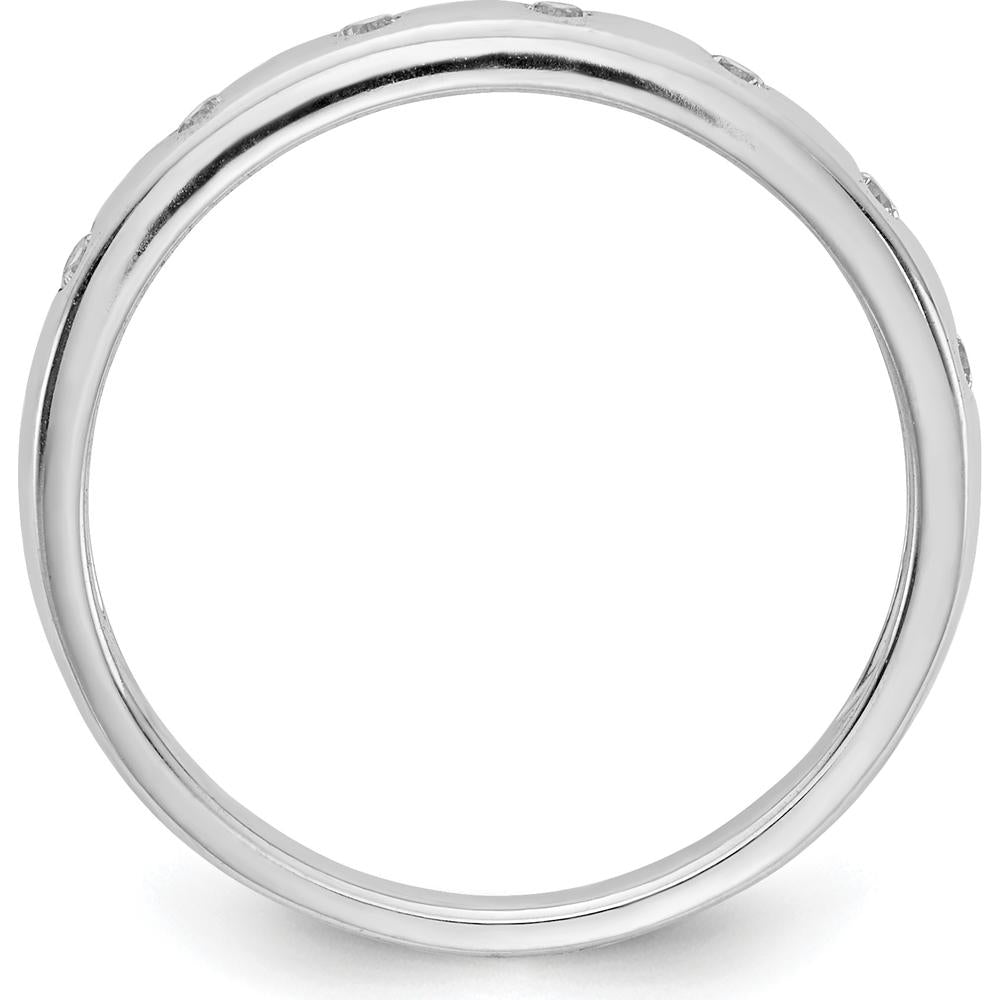 14K White Gold 7-Stone Diamond Band with Round Diamonds - 0.14 Carat Total Diamond Weight by 0