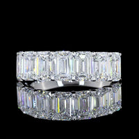 14K White Gold 7 Stone Eternity Band with 4.1 Carat Total Weight Emerald Cut Lab Diamonds E-F Color VS Clarity - Covaloro Fine Jewelry
