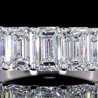14K White Gold 7 Stone Eternity Band with 4.1 Carat Total Weight Emerald Cut Lab Diamonds E-F Color VS Clarity - Covaloro Fine Jewelry