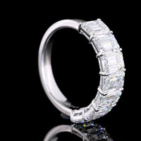 14K White Gold 7 Stone Eternity Band with 4.1 Carat Total Weight Emerald Cut Lab Diamonds E-F Color VS Clarity - Covaloro Fine Jewelry