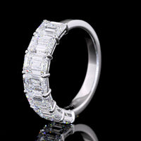 14K White Gold 7 Stone Eternity Band with 4.1 Carat Total Weight Emerald Cut Lab Diamonds E-F Color VS Clarity - Covaloro Fine Jewelry