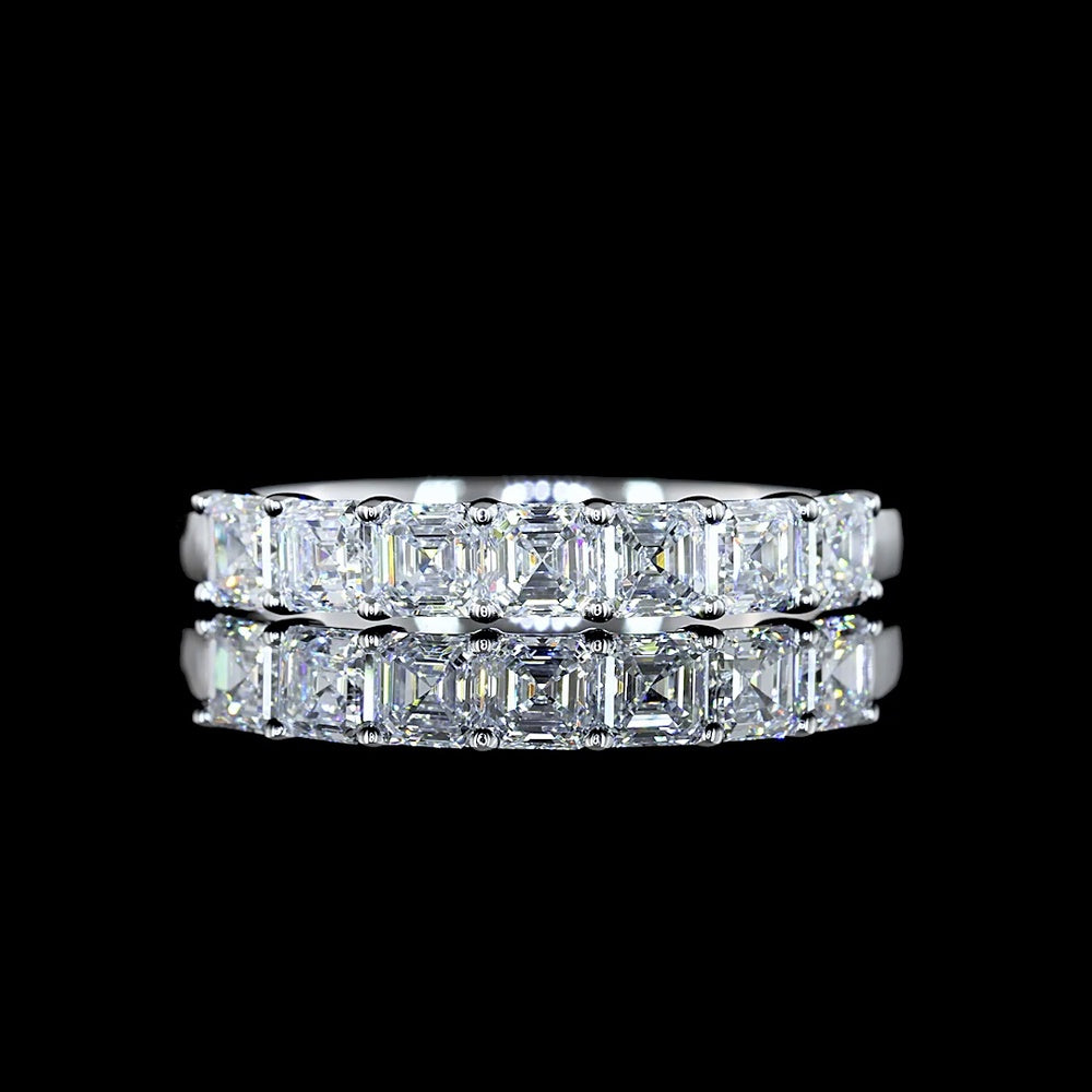 14K White Gold 7-Stone Eternity Band with Asscher Cut Lab Diamonds - 0.99 Carats Total Diamond Weight - Covaloro Fine Jewelry
