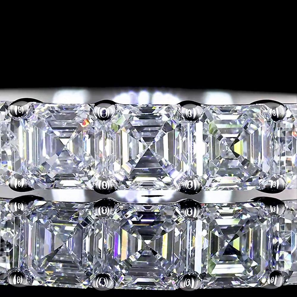 14K White Gold 7-Stone Eternity Band with Asscher Cut Lab Diamonds - 0.99 Carats Total Diamond Weight - Covaloro Fine Jewelry