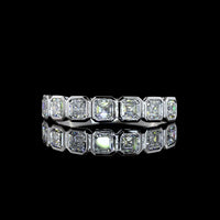 14K White Gold 7-Stone Eternity Band with Bezel-Set Asscher Cut Lab Diamonds - 0.98 Carat Total Weight - Covaloro Fine Jewelry