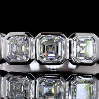 14K White Gold 7-Stone Eternity Band with Bezel-Set Asscher Cut Lab Diamonds - 0.98 Carat Total Weight - Covaloro Fine Jewelry