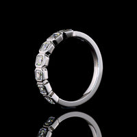 14K White Gold 7-Stone Eternity Band with Bezel-Set Asscher Cut Lab Diamonds - 0.98 Carat Total Weight - Covaloro Fine Jewelry