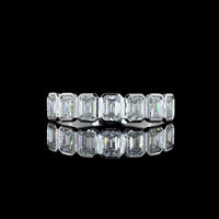 14K White Gold 7-Stone Eternity Band with Bezel Set Emerald Cut Lab Diamonds - 1.05 Carat Total Weight - Covaloro Fine Jewelry