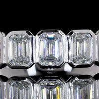14K White Gold 7-Stone Eternity Band with Bezel Set Emerald Cut Lab Diamonds - 1.05 Carat Total Weight - Covaloro Fine Jewelry