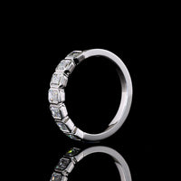14K White Gold 7-Stone Eternity Band with Bezel Set Emerald Cut Lab Diamonds - 1.05 Carat Total Weight - Covaloro Fine Jewelry