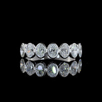 14K White Gold 7-Stone Eternity Band with Bezel Set Oval Lab Diamonds - 1.13 Carat Total Weight E-F VS1 - Covaloro Fine Jewelry