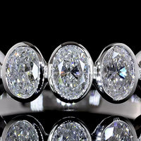 14K White Gold 7-Stone Eternity Band with Bezel Set Oval Lab Diamonds - 1.13 Carat Total Weight E-F VS1 - Covaloro Fine Jewelry