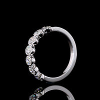 14K White Gold 7-Stone Eternity Band with Bezel Set Oval Lab Diamonds - 1.13 Carat Total Weight E-F VS1 - Covaloro Fine Jewelry