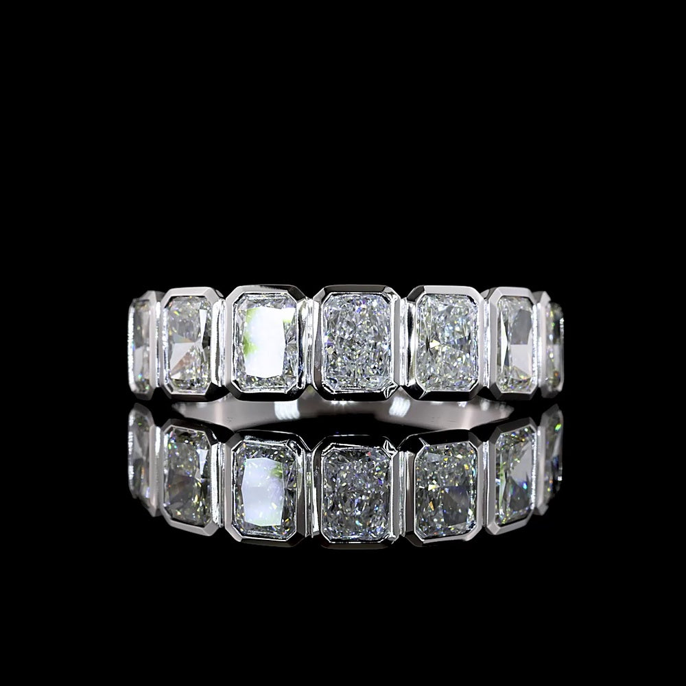14K White Gold 7-Stone Eternity Band with Bezel Set Radiant Cut Lab Diamonds - 2.00 Carat Total Weight - Covaloro Fine Jewelry