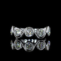 14K White Gold 7-Stone Eternity Band with Bezel Set Round Lab Grown Diamonds - 1.49 Carats Total Diamond Weight - Covaloro Fine Jewelry