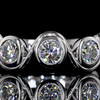 14K White Gold 7-Stone Eternity Band with Bezel Set Round Lab Grown Diamonds - 1.49 Carats Total Diamond Weight - Covaloro Fine Jewelry