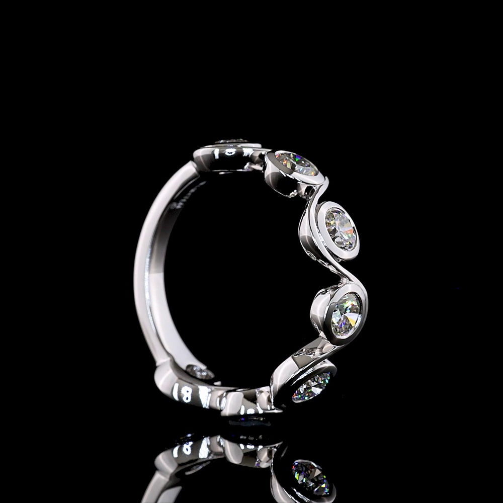 14K White Gold 7-Stone Eternity Band with Bezel Set Round Lab Grown Diamonds - 1.49 Carats Total Diamond Weight - Covaloro Fine Jewelry