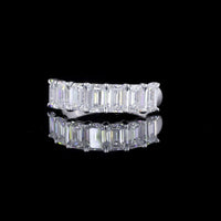 14K White Gold 7-Stone Eternity Band with Emerald Cut Lab Diamonds - 2.77 Carat Total Weight, D VS1 Clarity - Covaloro Fine Jewelry