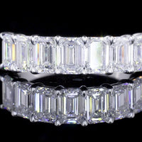 14K White Gold 7-Stone Eternity Band with Emerald Cut Lab Diamonds - 2.77 Carat Total Weight, D VS1 Clarity - Covaloro Fine Jewelry