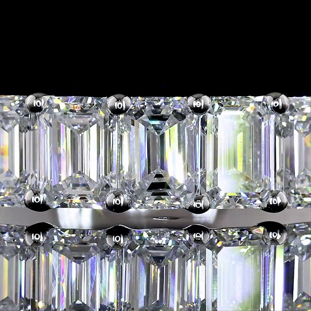 14K White Gold 7-Stone Eternity Band with Emerald Cut Lab-Grown Diamonds - 1.05 Carat Total Weight, E-F Color, VS1 Clarity - Covaloro Fine Jewelry