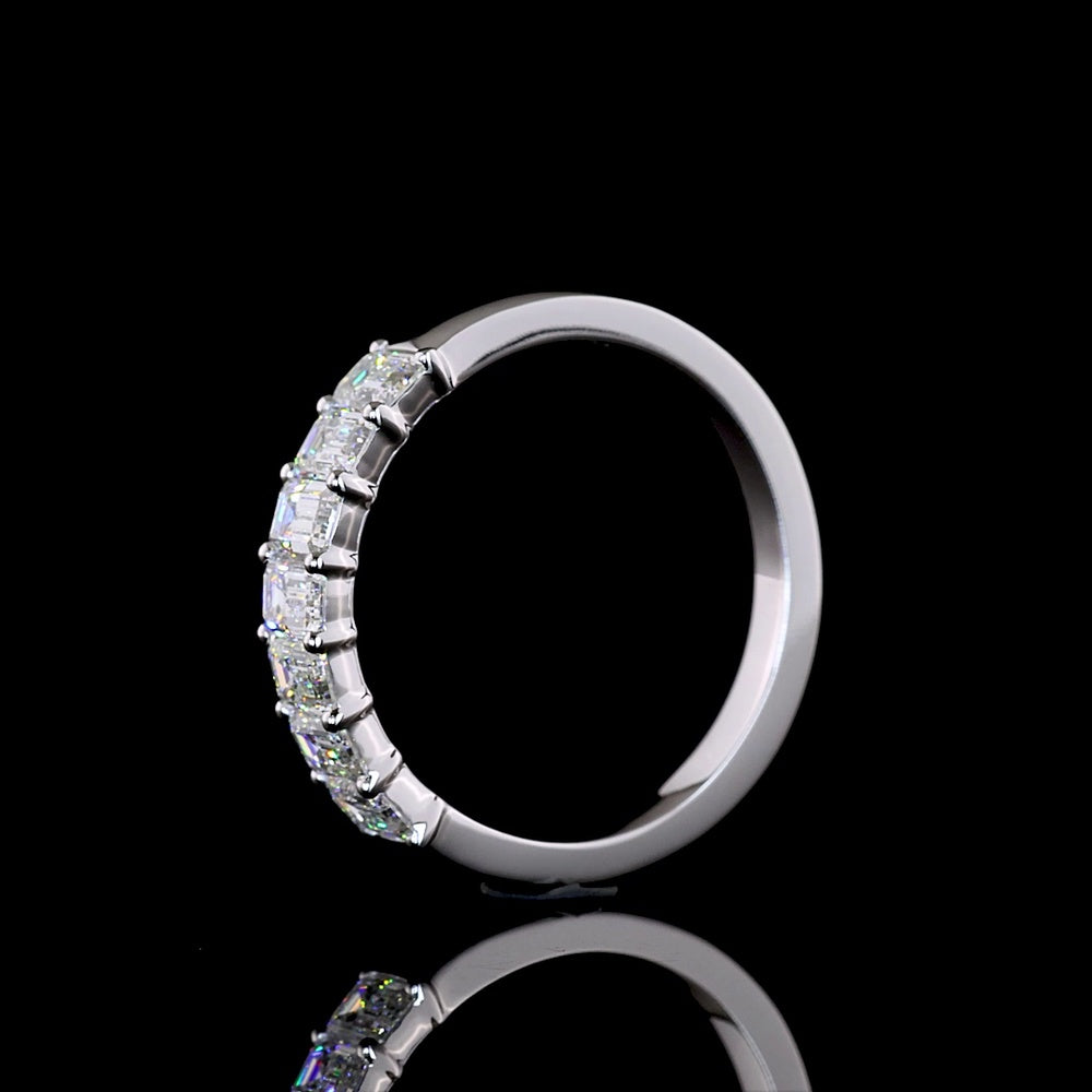 14K White Gold 7-Stone Eternity Band with Emerald Cut Lab-Grown Diamonds - 1.05 Carat Total Weight, E-F Color, VS1 Clarity - Covaloro Fine Jewelry