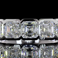 14K White Gold 7-Stone Eternity Band with Half-Bezel Set Asscher Cut Lab Diamonds - 2.13 Carats Total Diamond Weight - Covaloro Fine Jewelry