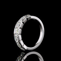14K White Gold 7-Stone Eternity Band with Half-Bezel Set Asscher Cut Lab Diamonds - 2.13 Carats Total Diamond Weight - Covaloro Fine Jewelry