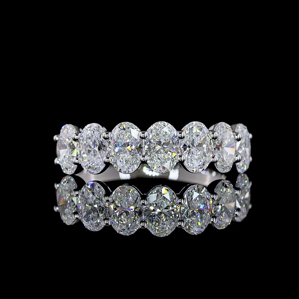 14K White Gold 7 Stone Eternity Band with North-South Oval Cut Lab Diamonds - 2.03 Total Carat Weight, E-F VS1 - Covaloro Fine Jewelry