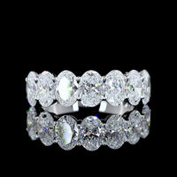 14K White Gold 7-Stone Eternity Band with North-South Oval Cut Lab Diamonds - 3.01 Carats Total Diamond Weight - Covaloro Fine Jewelry