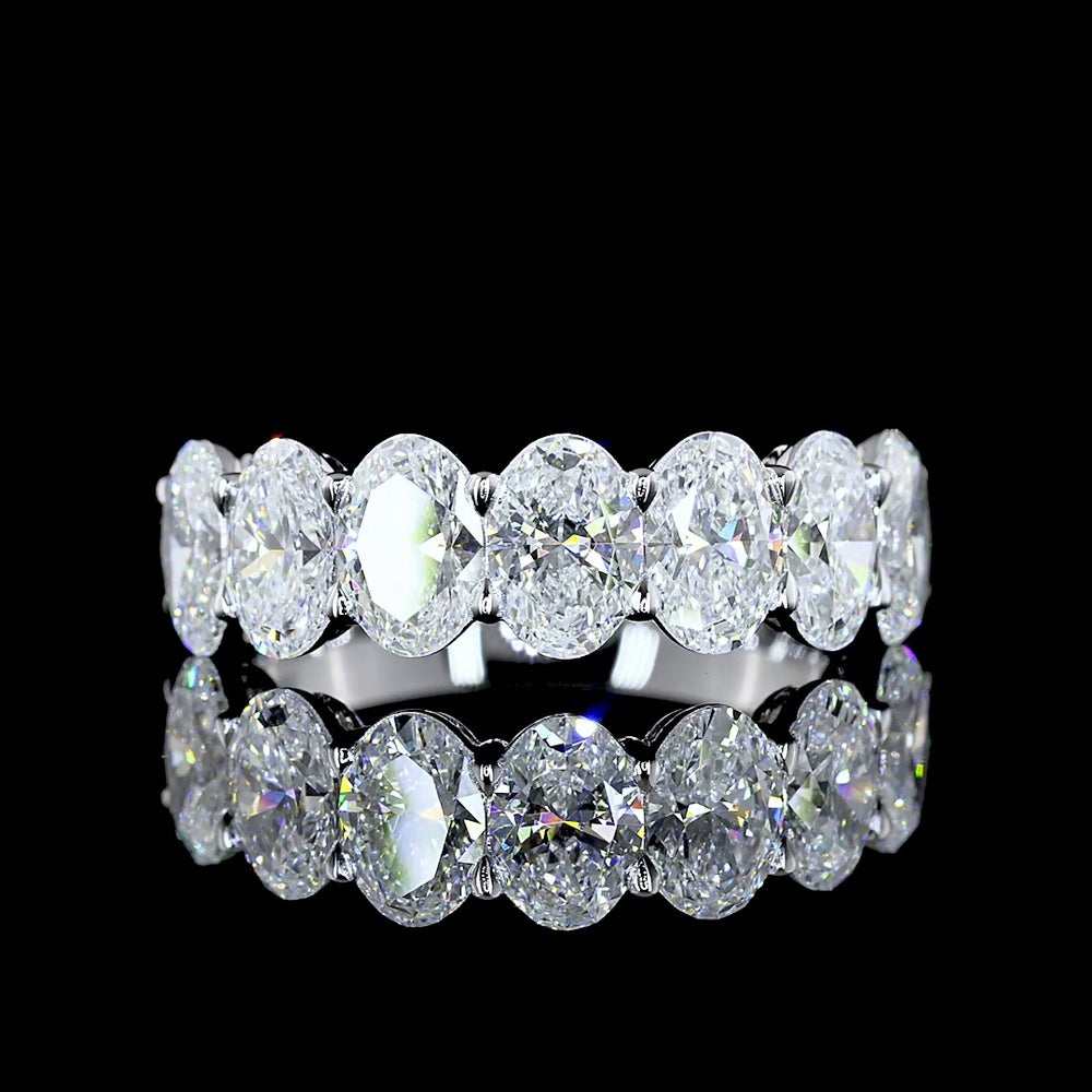 14K White Gold 7-Stone Eternity Band with North-South Oval Cut Lab Diamonds - 3.01 Carats Total Diamond Weight - Covaloro Fine Jewelry