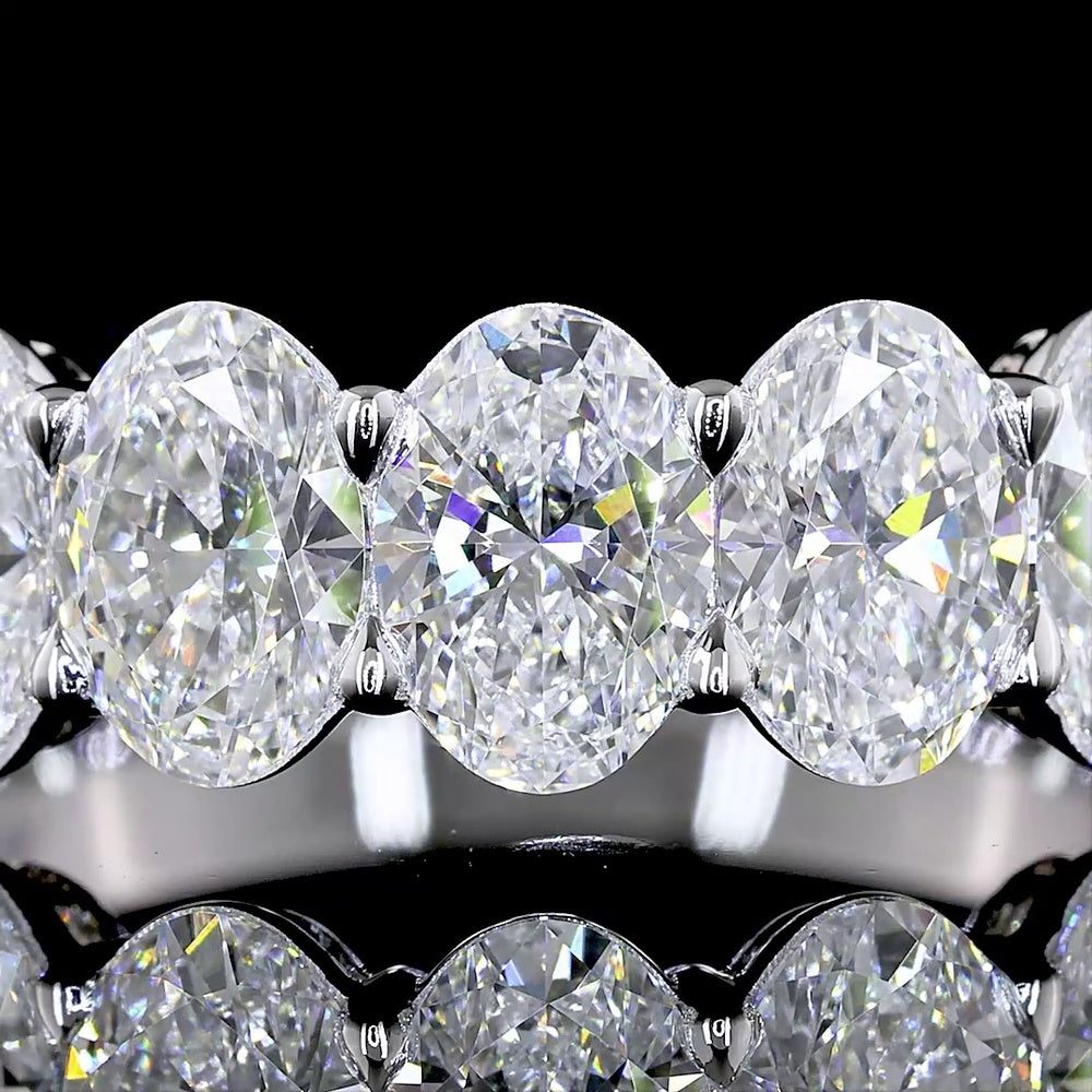 14K White Gold 7-Stone Eternity Band with North-South Oval Cut Lab Diamonds - 3.01 Carats Total Diamond Weight - Covaloro Fine Jewelry