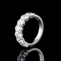 14K White Gold 7-Stone Eternity Band with North-South Oval Cut Lab Diamonds - 3.01 Carats Total Diamond Weight - Covaloro Fine Jewelry