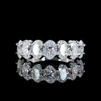 14K White Gold 7-Stone Eternity Band with North-South Oval Lab Diamonds in U-Prong Setting - 2.90 Carat Total Diamond Weight - Covaloro Fine Jewelry
