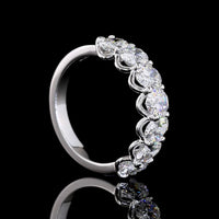 14K White Gold 7-Stone Eternity Band with North-South Oval Lab Diamonds in U-Prong Setting - 2.90 Carat Total Diamond Weight - Covaloro Fine Jewelry
