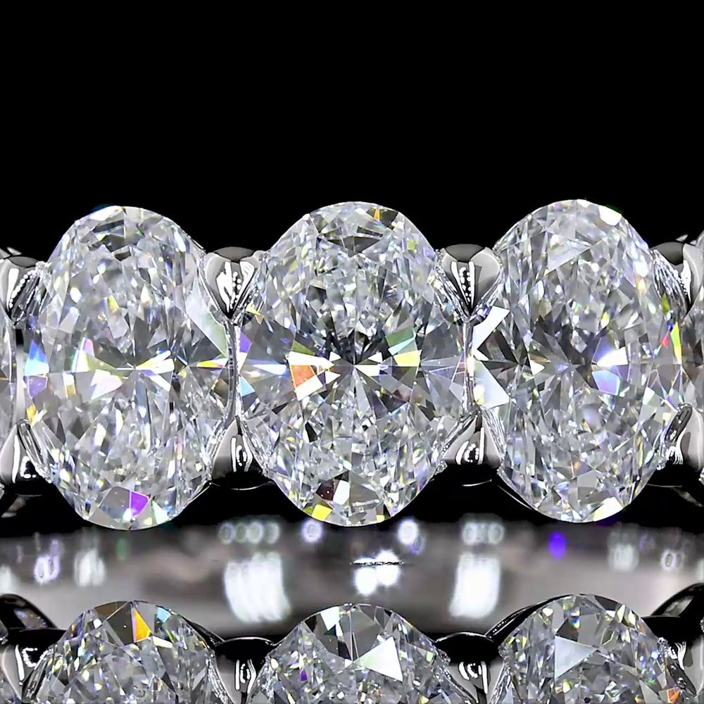 14K White Gold 7-Stone Eternity Band with North-South Prong Set Oval Cut Lab Diamonds - 2.17 Total Carat Weight, E-F Color, VS1 Clarity - Covaloro Fine Jewelry