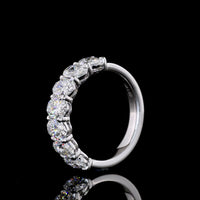 14K White Gold 7-Stone Eternity Band with North-South Prong Set Oval Cut Lab Diamonds - 2.17 Total Carat Weight, E-F Color, VS1 Clarity - Covaloro Fine Jewelry