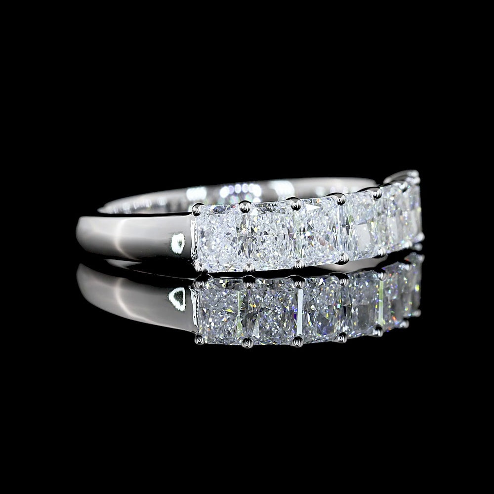14K White Gold 7-Stone Eternity Band with North-South Prong Set Radiant Cut Lab Diamonds - 1.03 Carats Total Diamond Weight - Covaloro Fine Jewelry