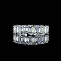 14K White Gold 7-Stone Eternity Band with North-South Set Emerald Cut Lab Diamonds - 2.18 Carats Total Diamond Weight - Covaloro Fine Jewelry