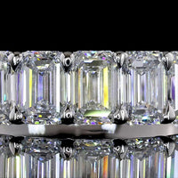 14K White Gold 7-Stone Eternity Band with North-South Set Emerald Cut Lab Diamonds - 2.18 Carats Total Diamond Weight - Covaloro Fine Jewelry