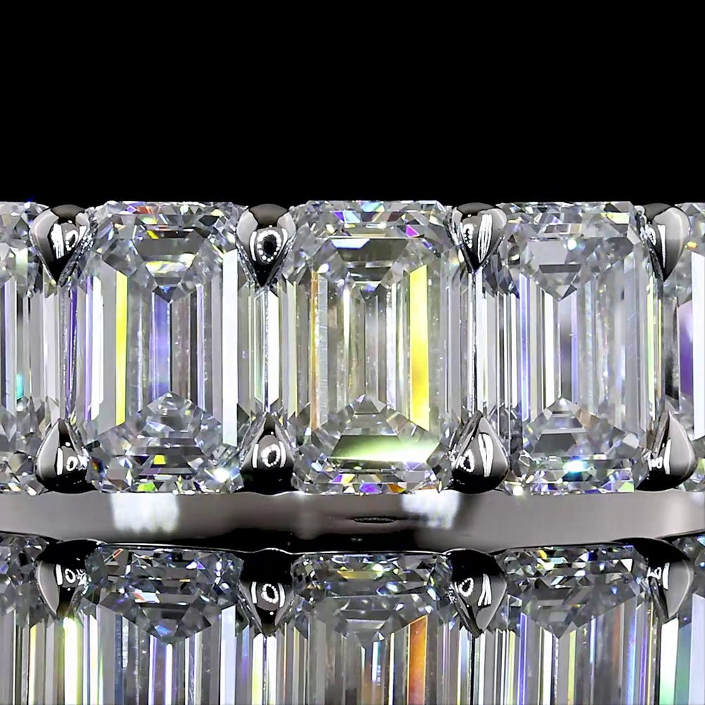 14K White Gold 7-Stone Eternity Band with North-South Set Emerald Cut Lab Diamonds - 2.18 Carats Total Diamond Weight - Covaloro Fine Jewelry