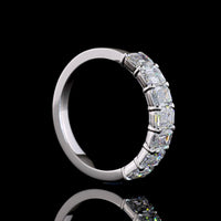 14K White Gold 7-Stone Eternity Band with North-South Set Emerald Cut Lab Diamonds - 2.18 Carats Total Diamond Weight - Covaloro Fine Jewelry