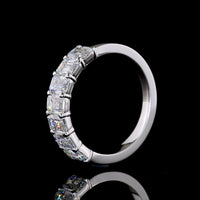 14K White Gold 7-Stone Eternity Band with North-South Set Emerald Cut Lab Diamonds - 2.18 Carats Total Diamond Weight - Covaloro Fine Jewelry