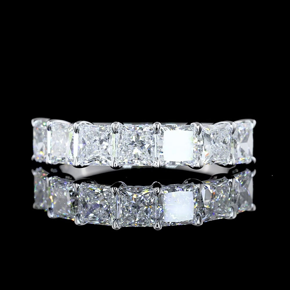 14K White Gold 7-Stone Eternity Band with Princess Cut Lab Diamonds - 2.09 Carat Total Weight, E-F Color VS Clarity - Covaloro Fine Jewelry