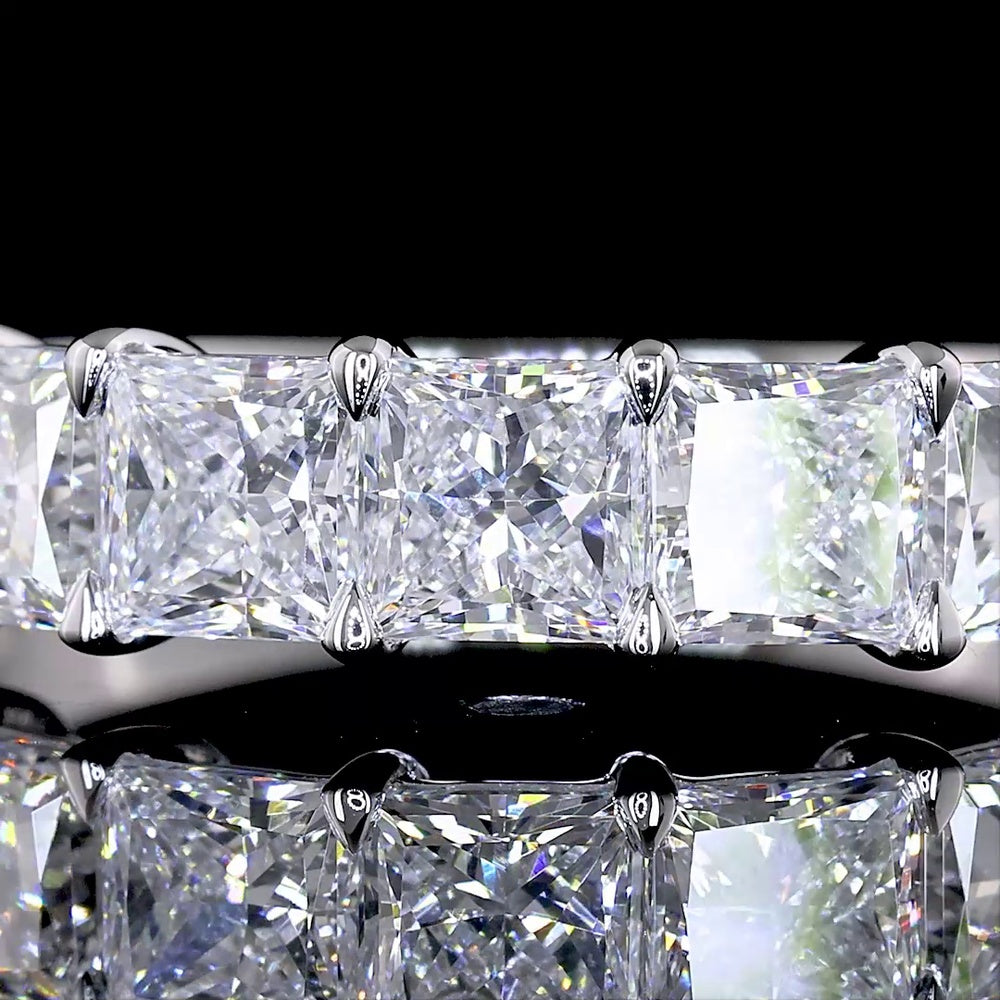14K White Gold 7-Stone Eternity Band with Princess Cut Lab Diamonds - 2.09 Carat Total Weight, E-F Color VS Clarity - Covaloro Fine Jewelry