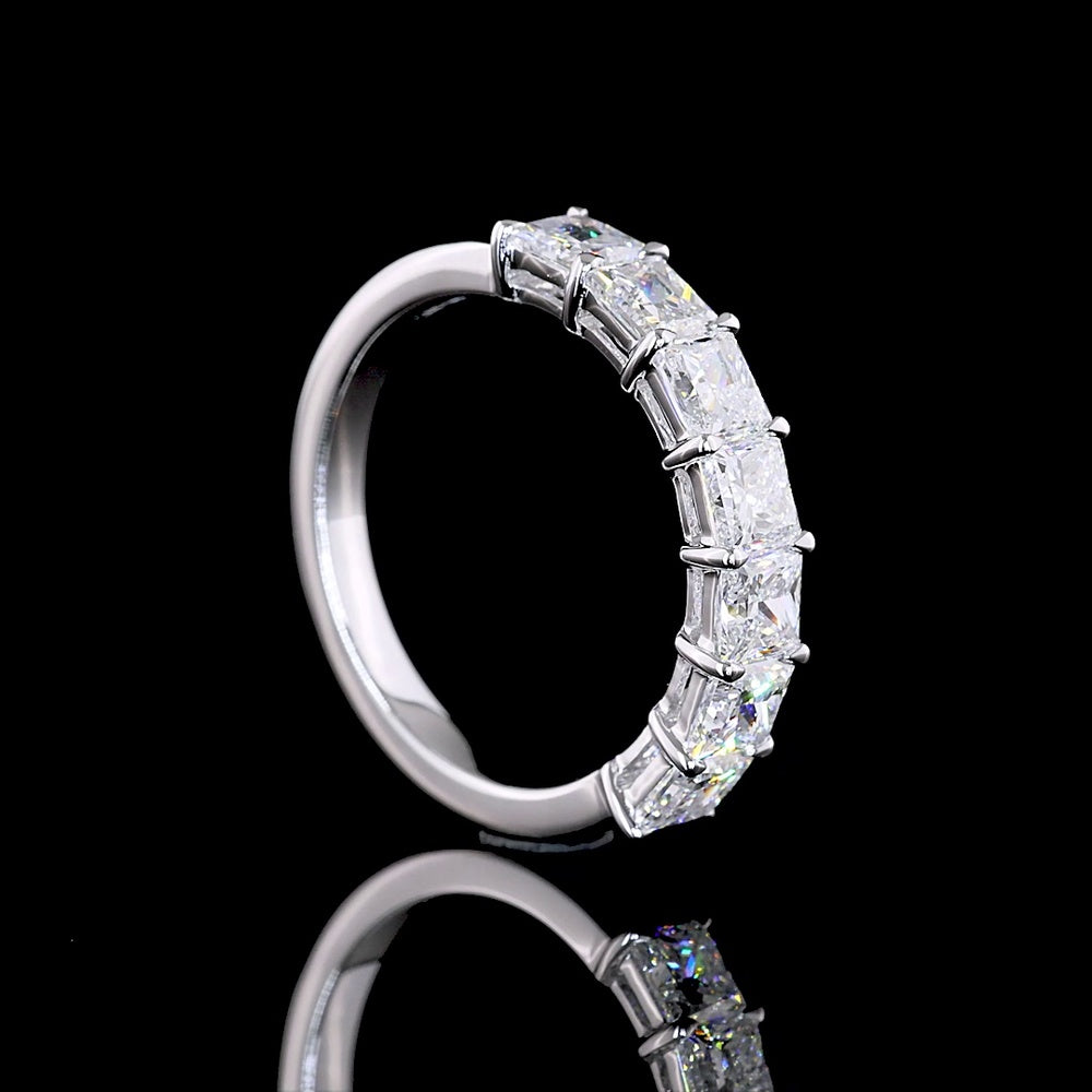 14K White Gold 7-Stone Eternity Band with Princess Cut Lab Diamonds - 2.09 Carat Total Weight, E-F Color VS Clarity - Covaloro Fine Jewelry